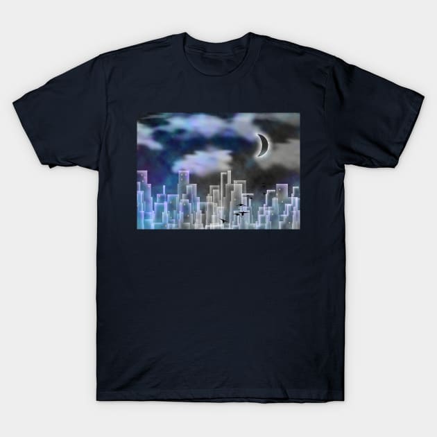 Night city silhouettes T-Shirt by rolffimages